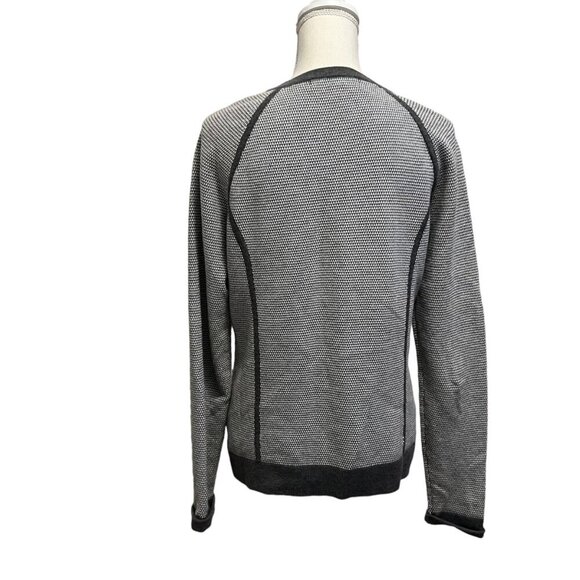 Title‎ Nine Gray Striped Full Zip Activewear Cotton Cardigan Sweater Size Large - Picture 4 of 7
